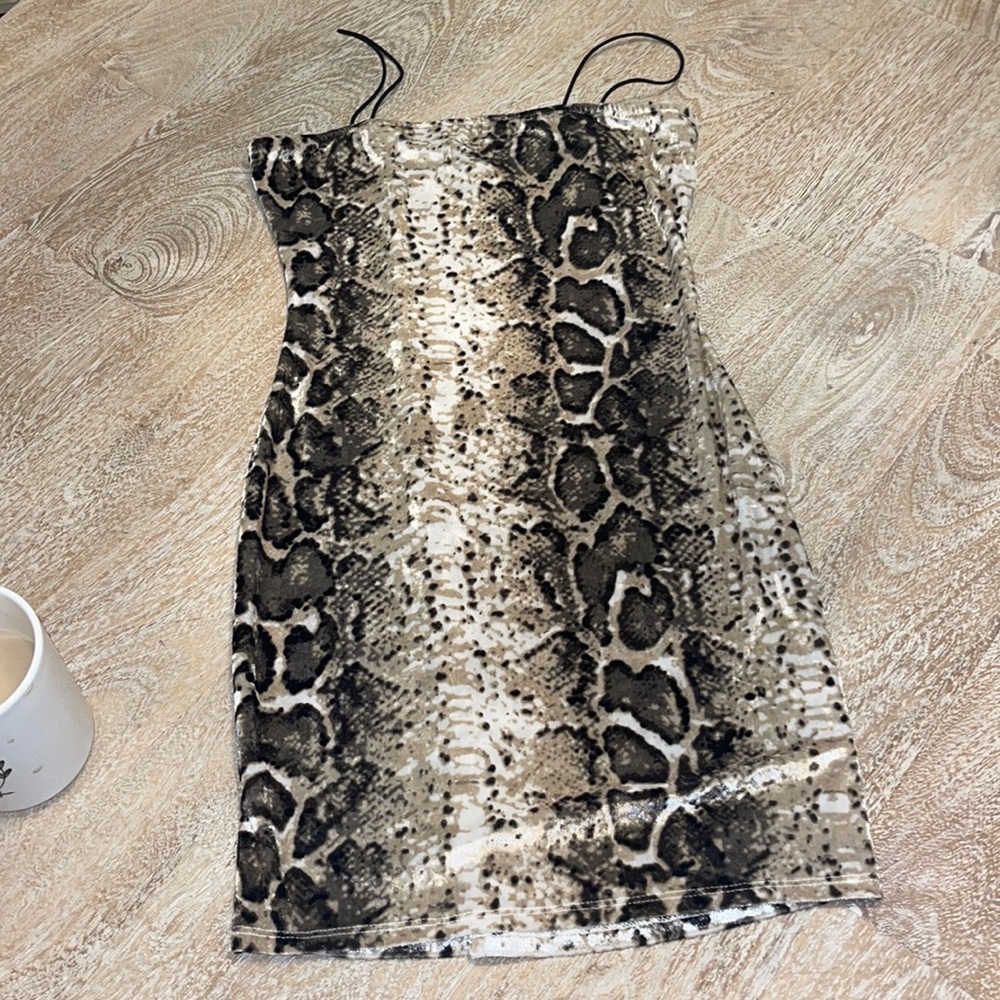 Akira snakeskin snake gray black velvet dress